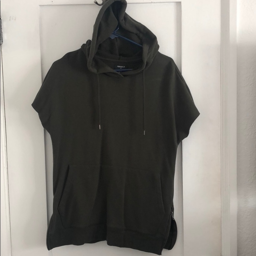 Olive green no sleeve hoodie